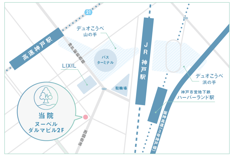 わだメンタルクリニックまでの地図